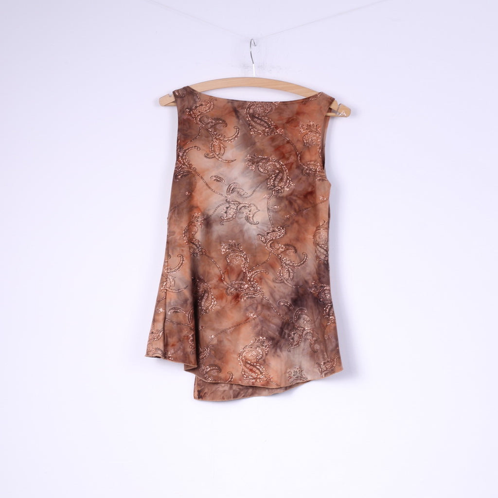 Lorsay Womens L Top V Neck Tie Dye Pêche Sans Manches 