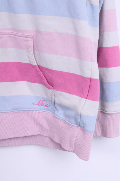 Musto Signature Womens L 42 Jumper Sweatshirt Hood Striped Cotton Pink - RetrospectClothes