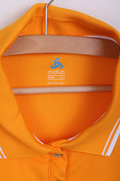 ODLO Womens XL Polo Shirt Orange Sport Buttons