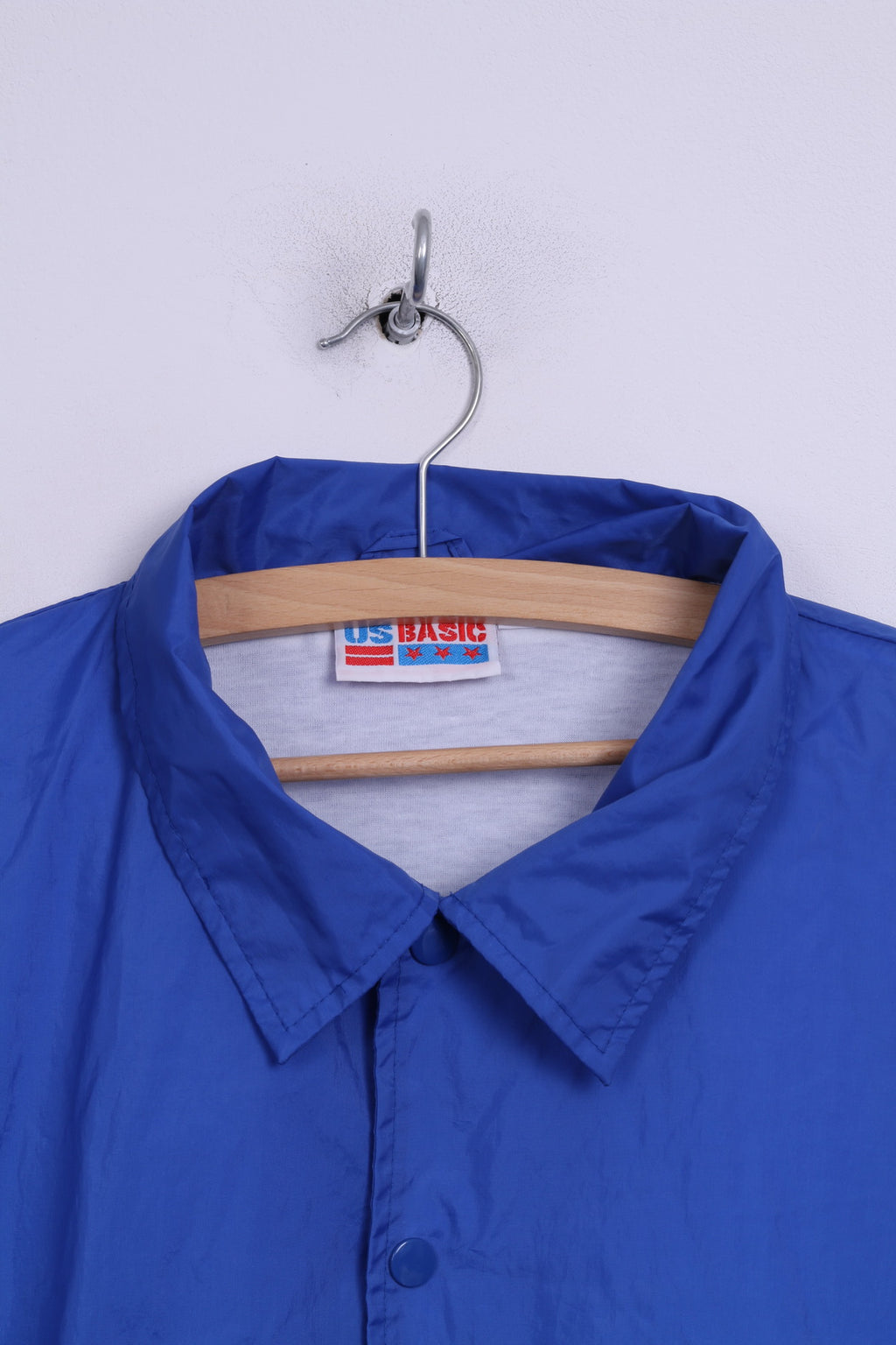 Us Basic Veste légère XL en nylon imperméable avec boutons pression bleus pour homme 