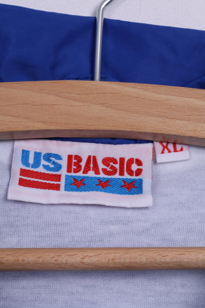 Us Basic Veste légère XL en nylon imperméable avec boutons pression bleus pour homme 