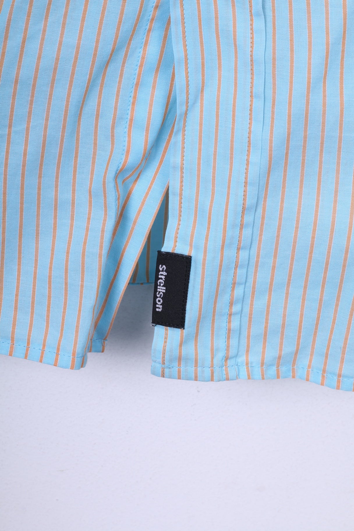 Strellson Uomo L 40 15.5 Camicia casual in cotone a righe blu manica corta
