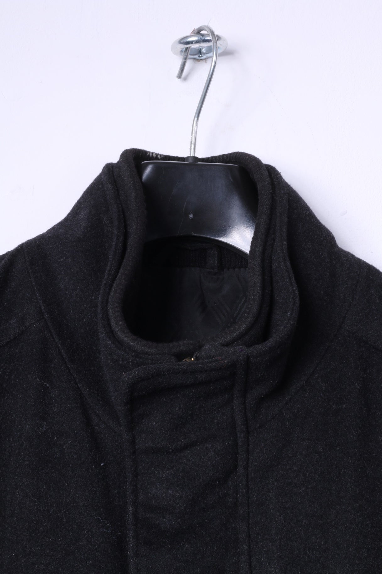 Jeff Banks Mens L Coat Charcoal Full Zipper Classic Wool Cashmere Blend Top