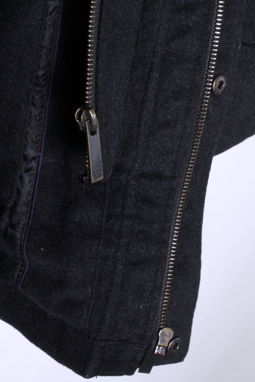 Jeff Banks Manteau L pour hommes Charcoal Fermeture éclair complète Haut classique en laine et cachemire mélangés