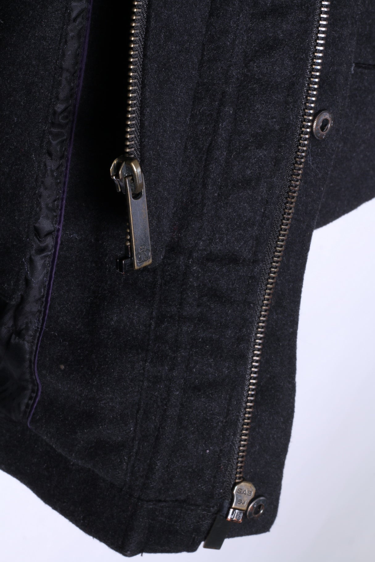 Jeff Banks Manteau L pour hommes Charcoal Fermeture éclair complète Haut classique en laine et cachemire mélangés