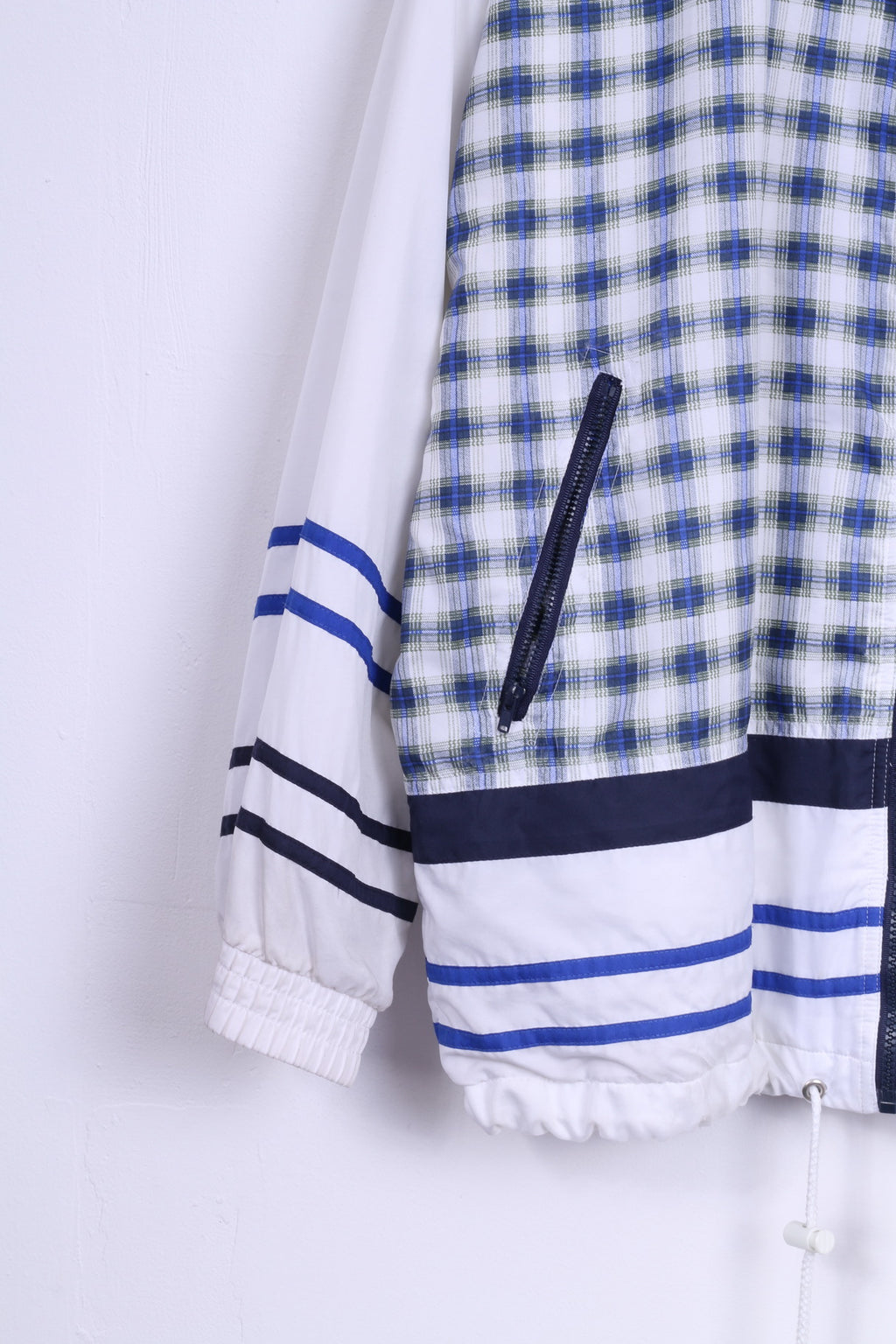 Etirel Veste de survêtement L pour homme Bleu à carreaux avec fermeture éclair Sport léger