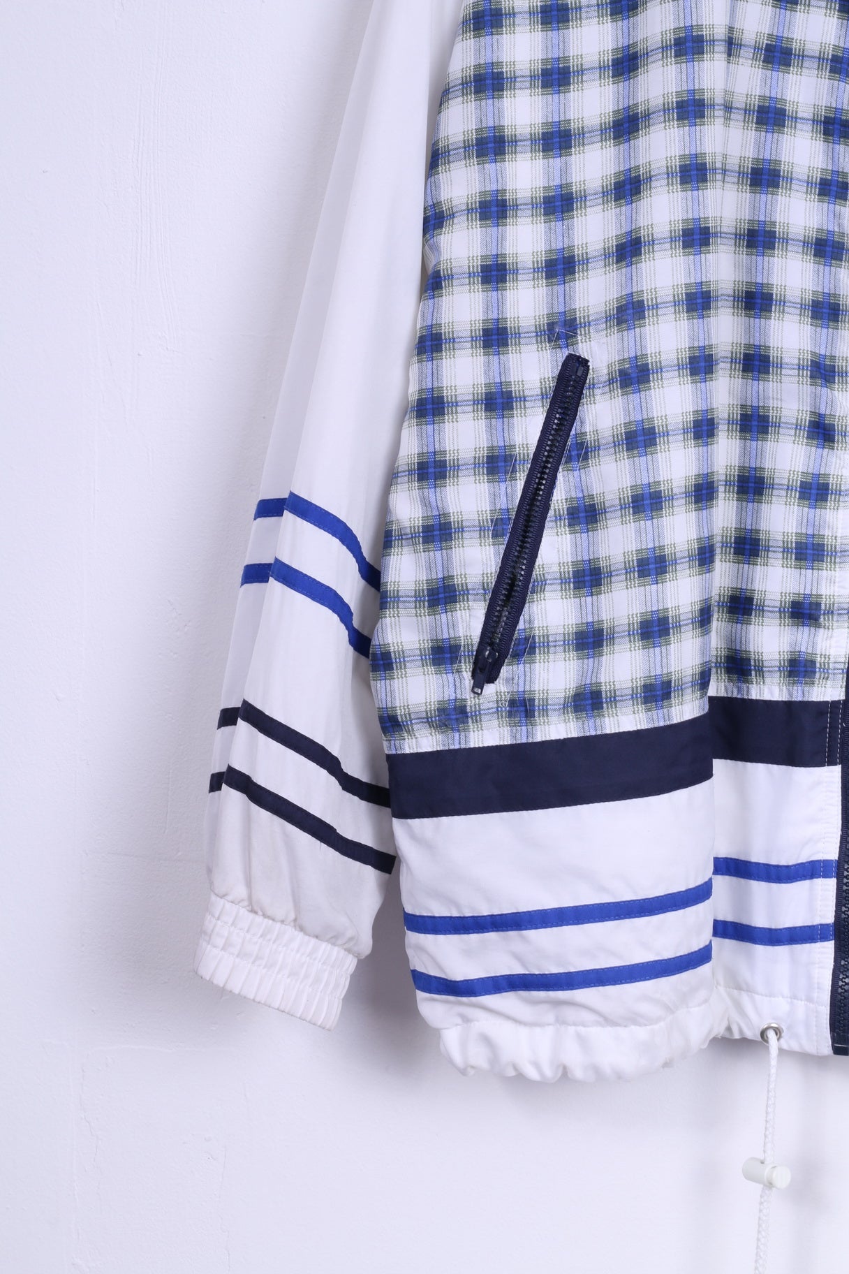 Etirel Veste de survêtement L pour homme Bleu à carreaux avec fermeture éclair Sport léger