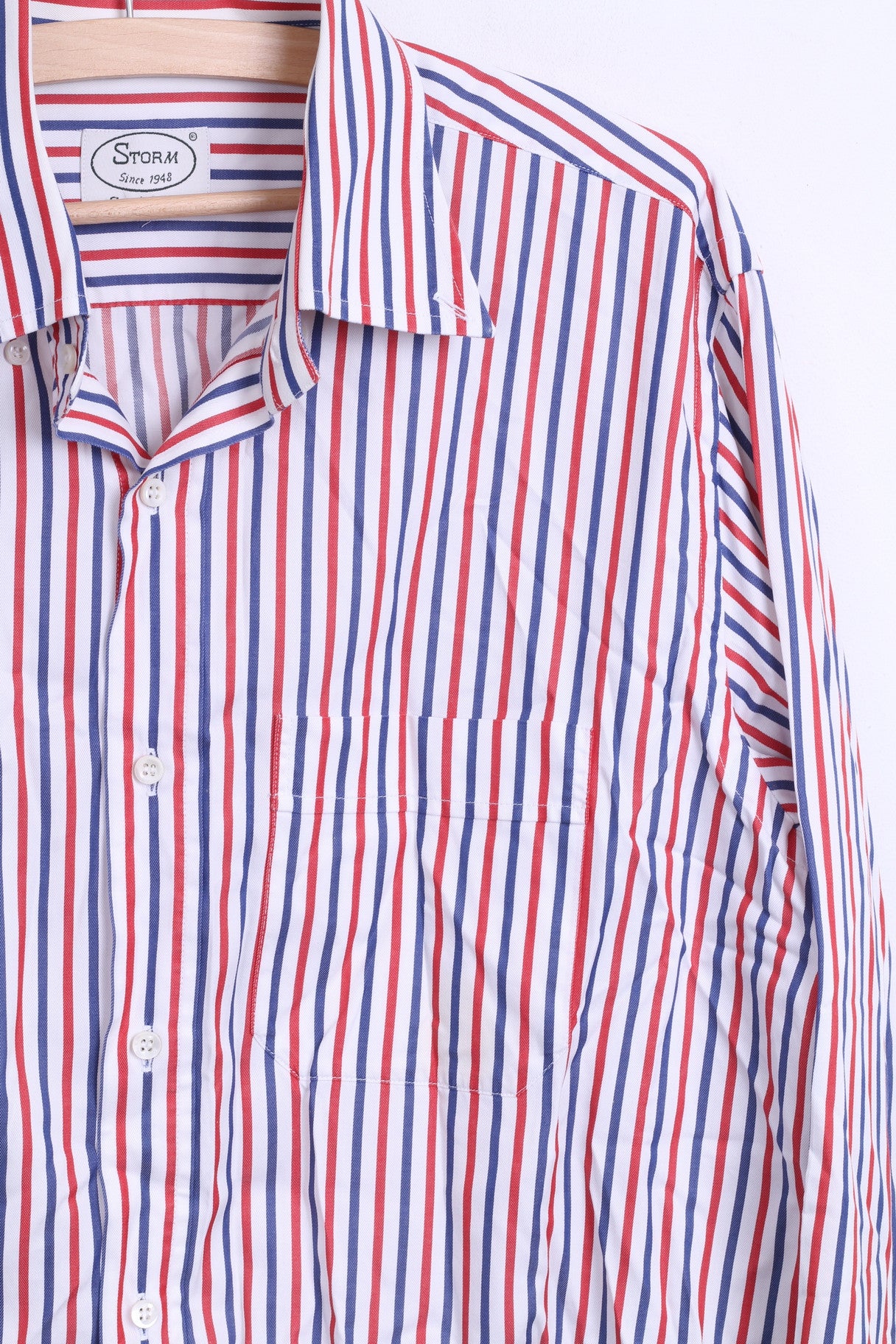 Camicia casual da uomo STORM L, colletto button down in cotone bianco a righe