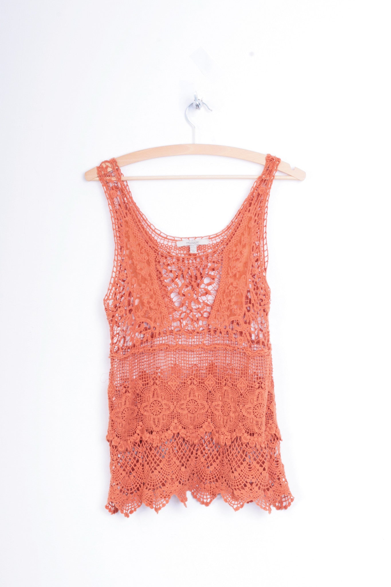 Zara Trafaluc Womens S Vest Lace Festival Orange Cotton - RetrospectClothes
