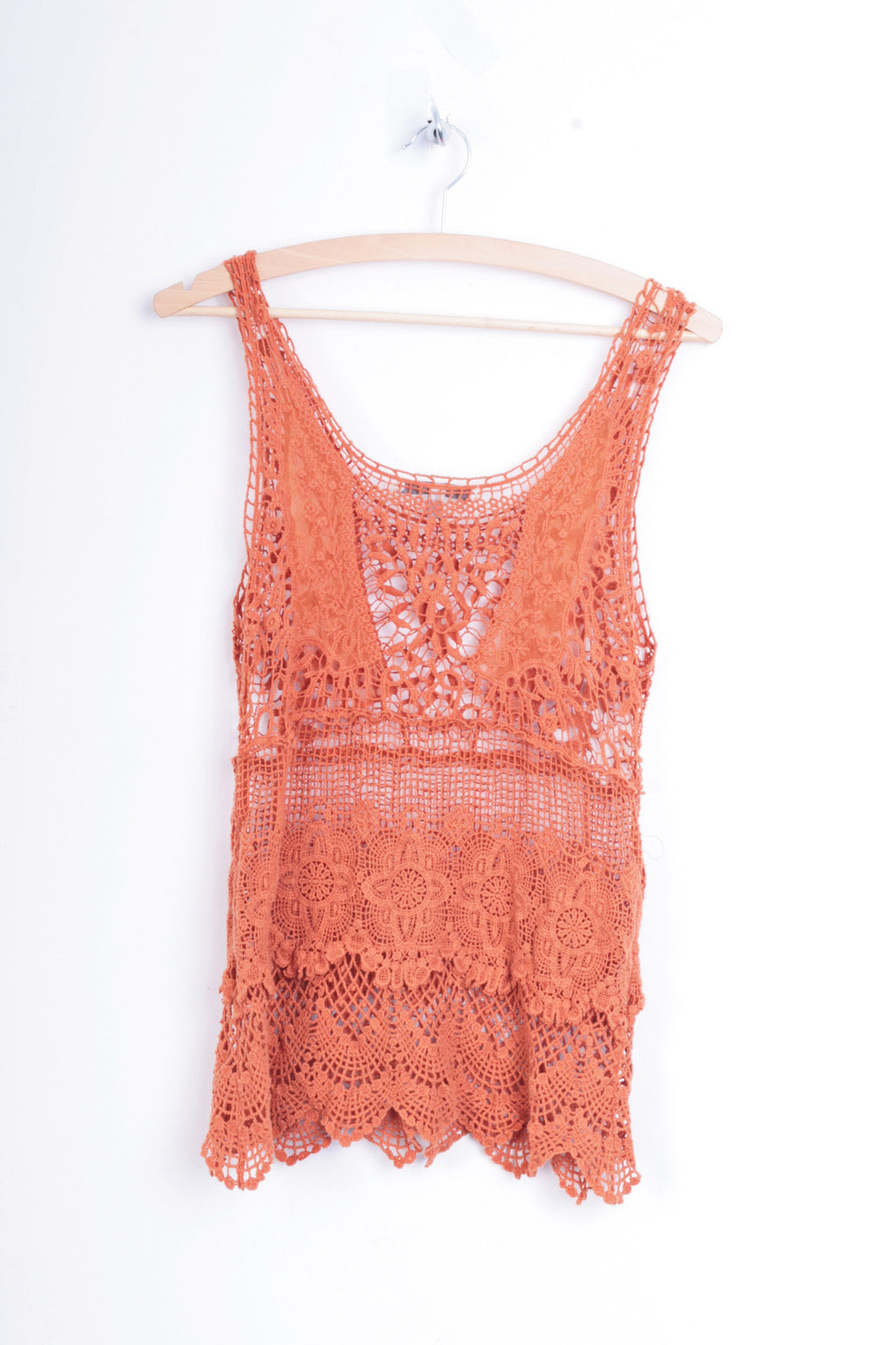 Zara Trafaluc Womens S Vest Lace Festival Orange Cotton - RetrospectClothes