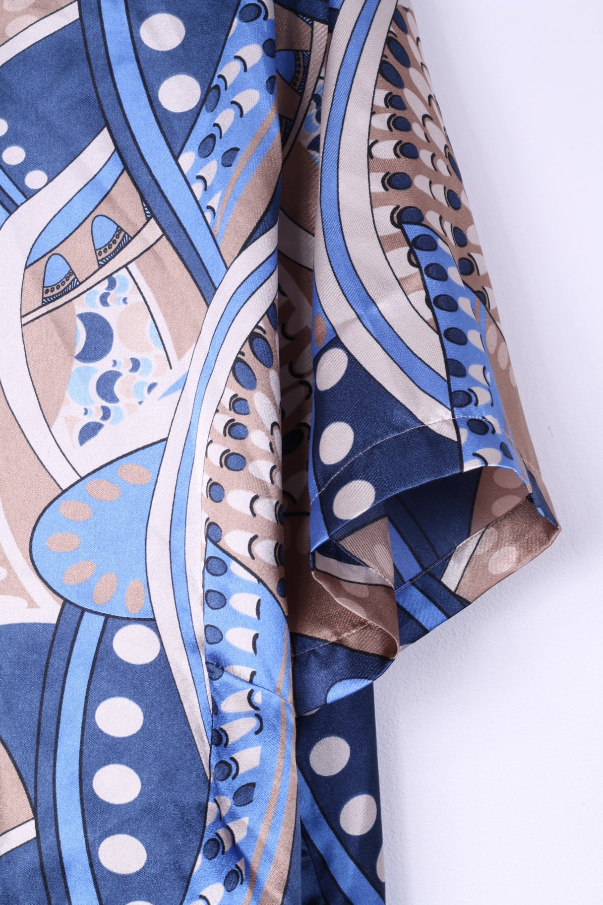 Camicia casual da donna 26 3XL vintage a maniche corte con stampa astratta blu brillante 