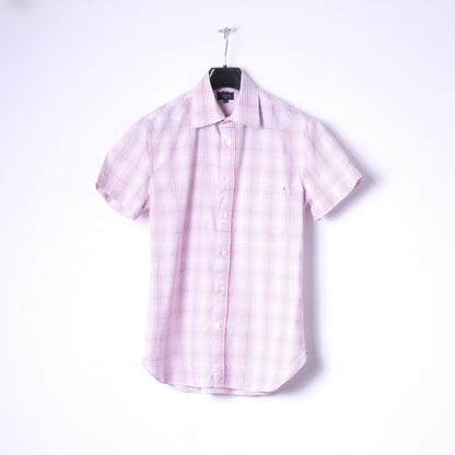 Paul Smith Jeans Men S Casual Shirt Pink Check Cotton Short Sleeve Top