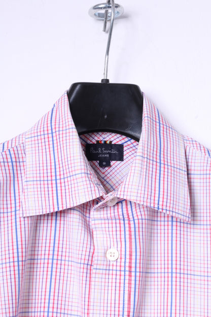 Paul Smith Jeans Men S Casual Shirt Pink Check Cotton Short Sleeve Top