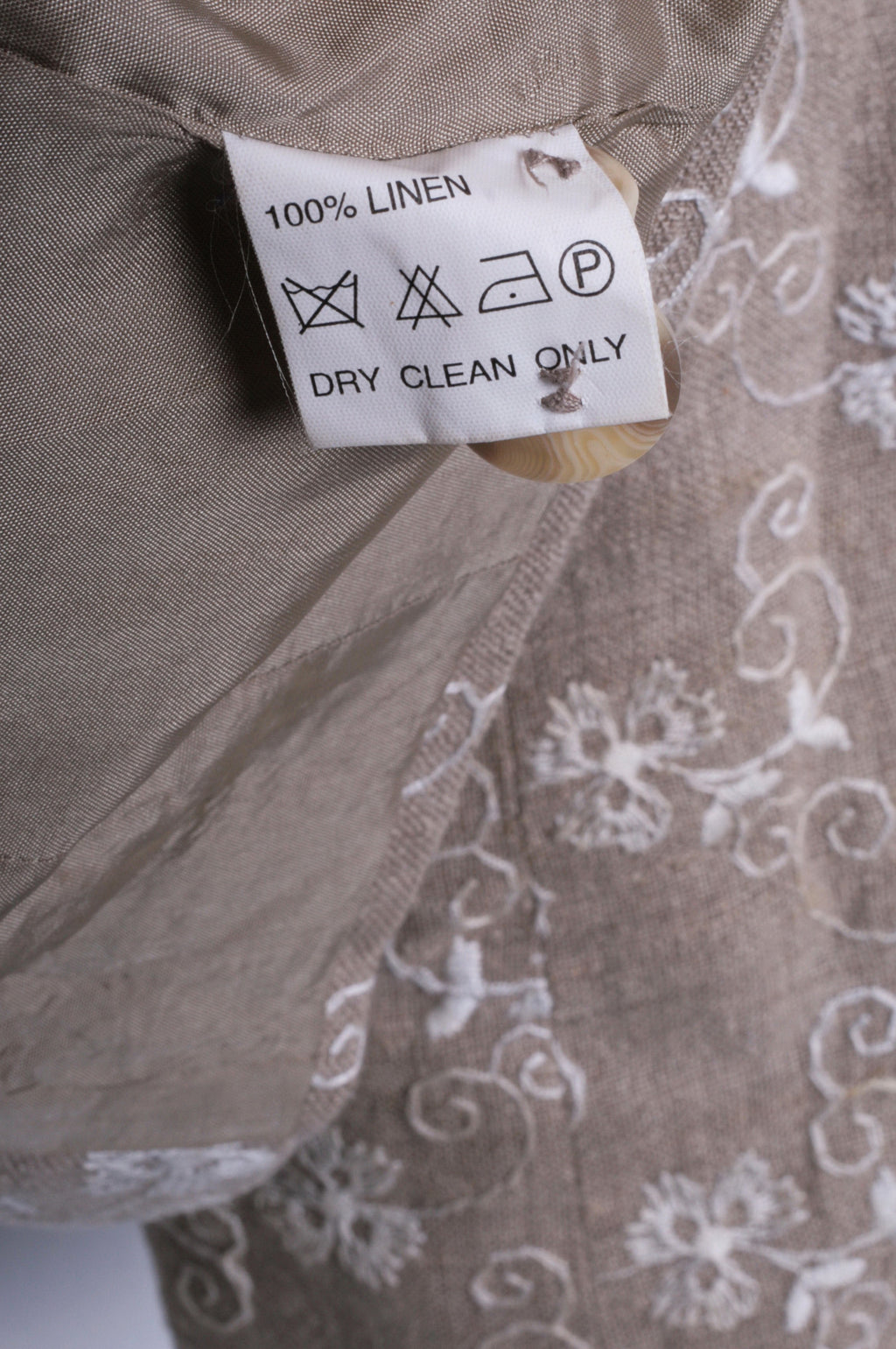 The Barn Womens 40 M/L Blazer Beige Embroidered Flores Linen - RetrospectClothes