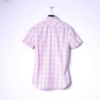 Paul Smith Jeans Men S Casual Shirt Pink Check Cotton Short Sleeve Top