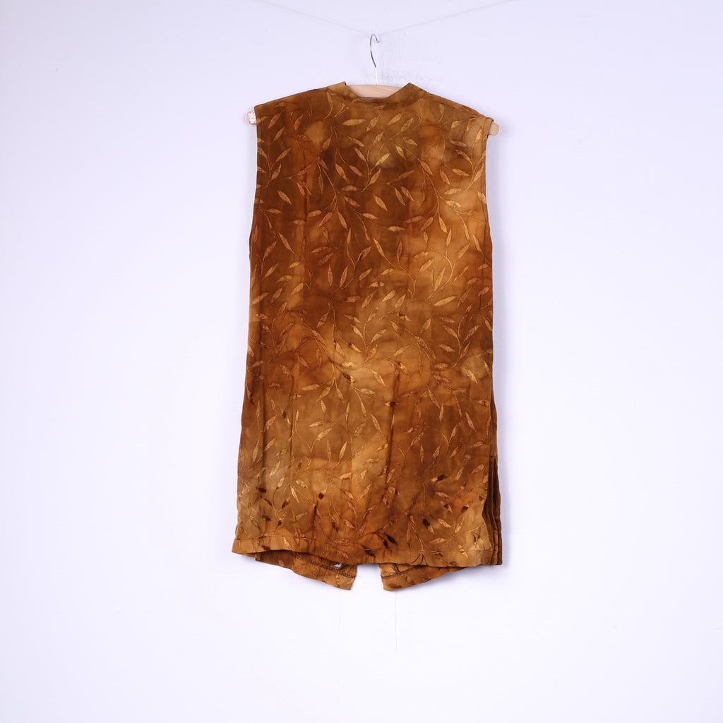 Vintage Women 40/42 M Tunic Shirt Stand-Up Collar Detailed Buttons Mustard