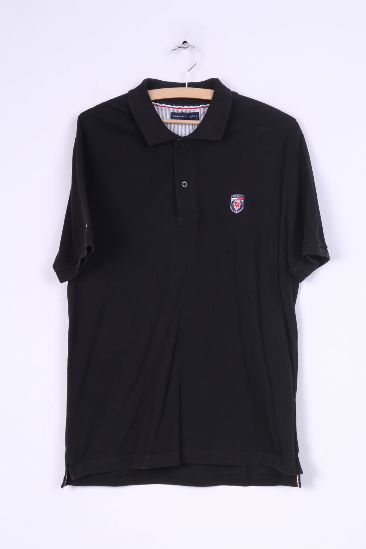 Polo Tommy Hilfiger da uomo XL nera estiva a maniche corte in cotone