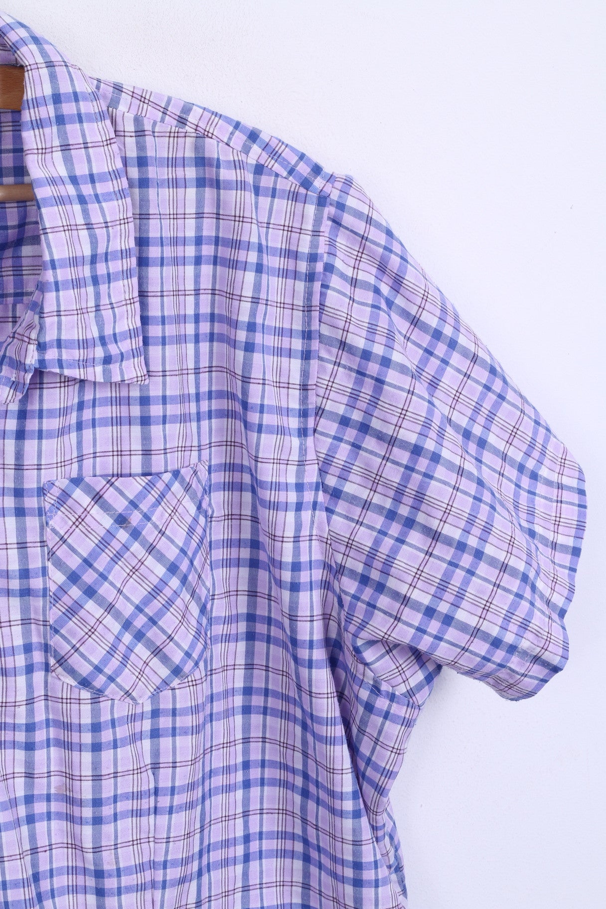 Regatta Womens 22 3XL Casual Shirt Check Purple Cotton Short Sleeve