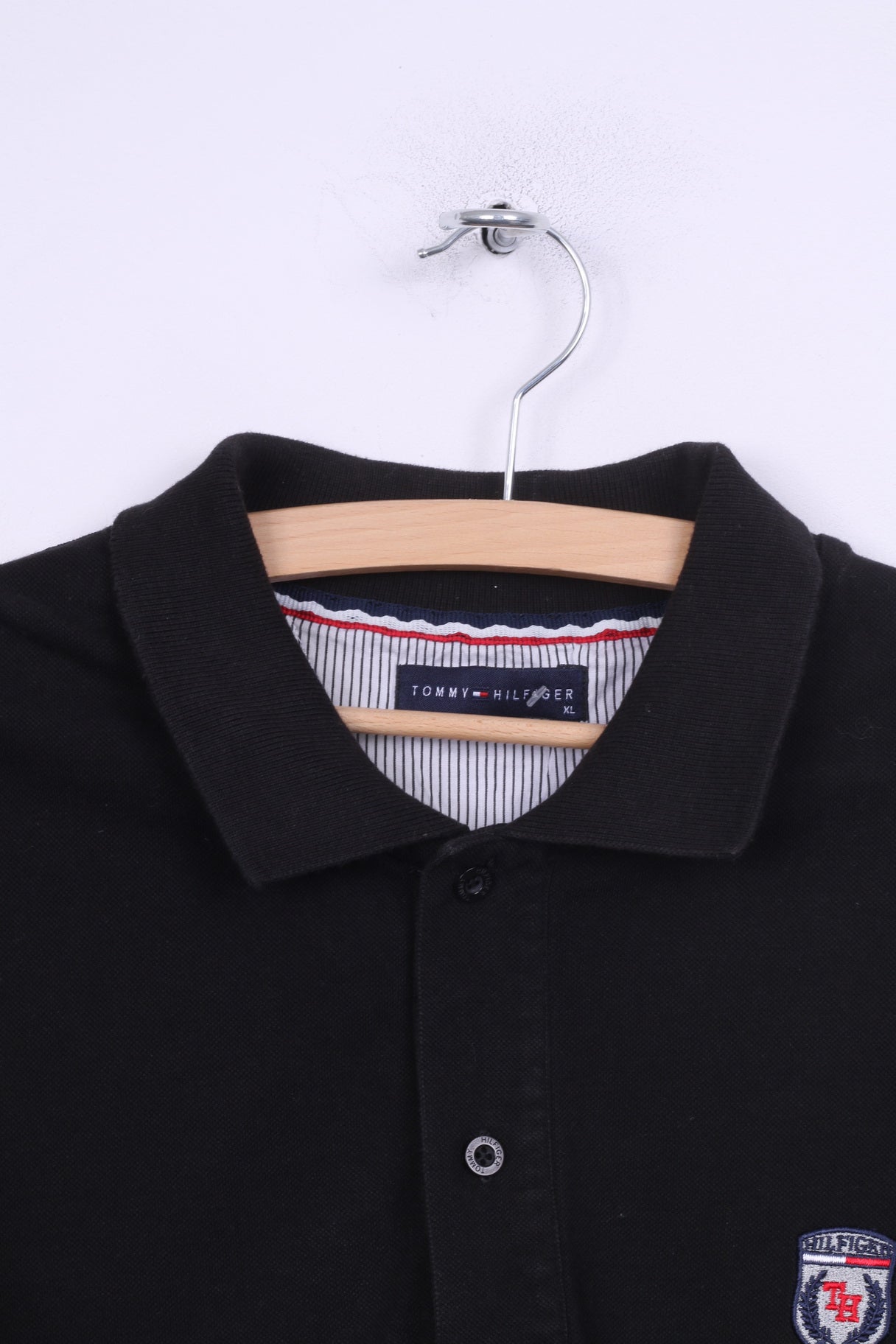 Polo Tommy Hilfiger da uomo XL nera estiva a maniche corte in cotone