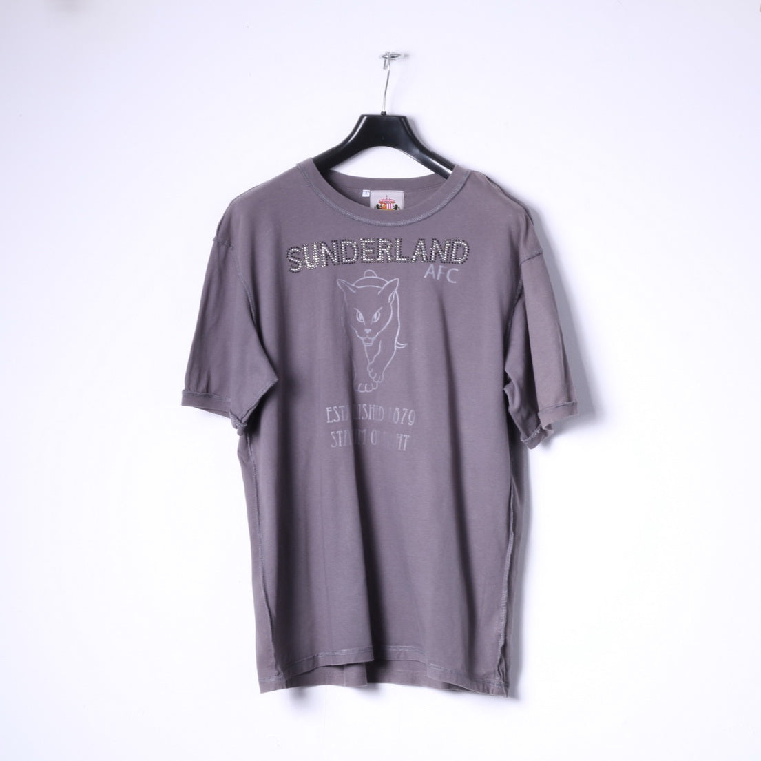Sunderland AFC T-Shirt L pour hommes, haut en coton gris avec Logo du Club de Football