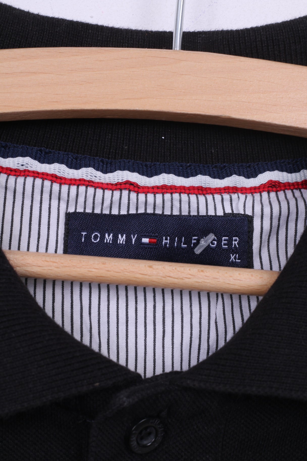 Tommy Hilfiger Mens XL Polo Shirt Black Summer Short Sleeve Cotton