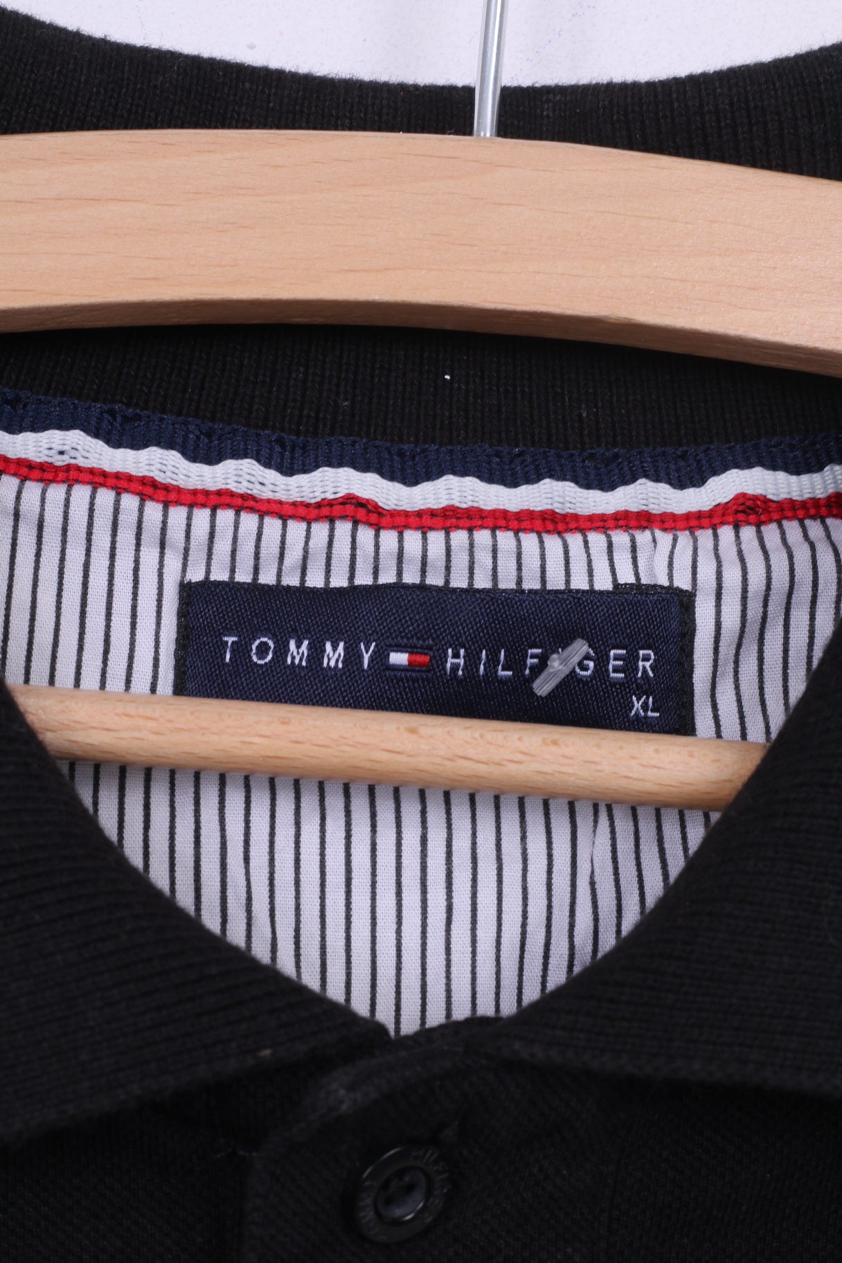 Polo Tommy Hilfiger da uomo XL nera estiva a maniche corte in cotone