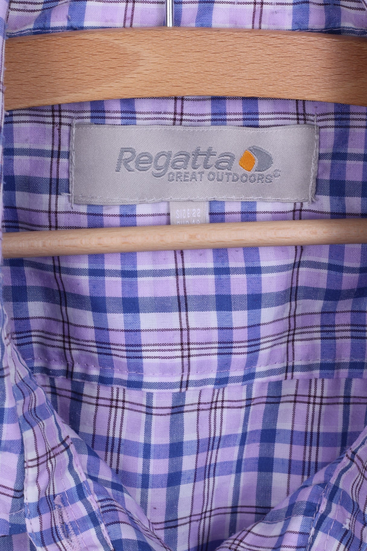 Regatta Womens 22 3XL Casual Shirt Check Purple Cotton Short Sleeve