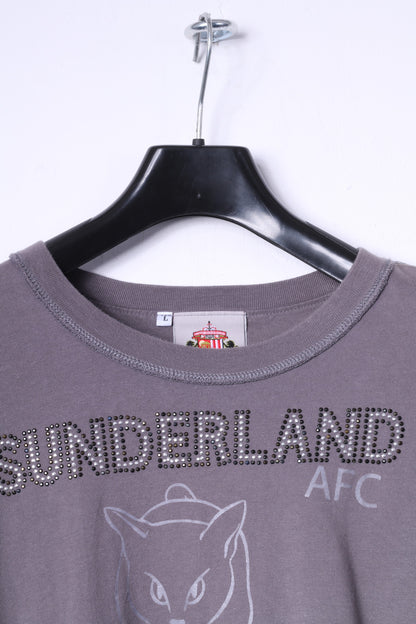 Sunderland AFC Mens L T-Shirt Grey Cotton Logo Football Club Top
