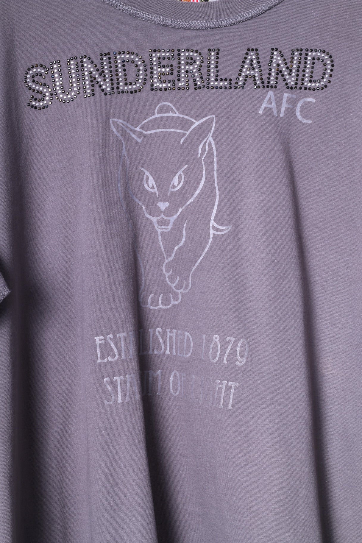 Sunderland AFC T-Shirt L pour hommes, haut en coton gris avec Logo du Club de Football