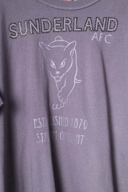 Sunderland AFC Mens L T-Shirt Grey Cotton Logo Football Club Top