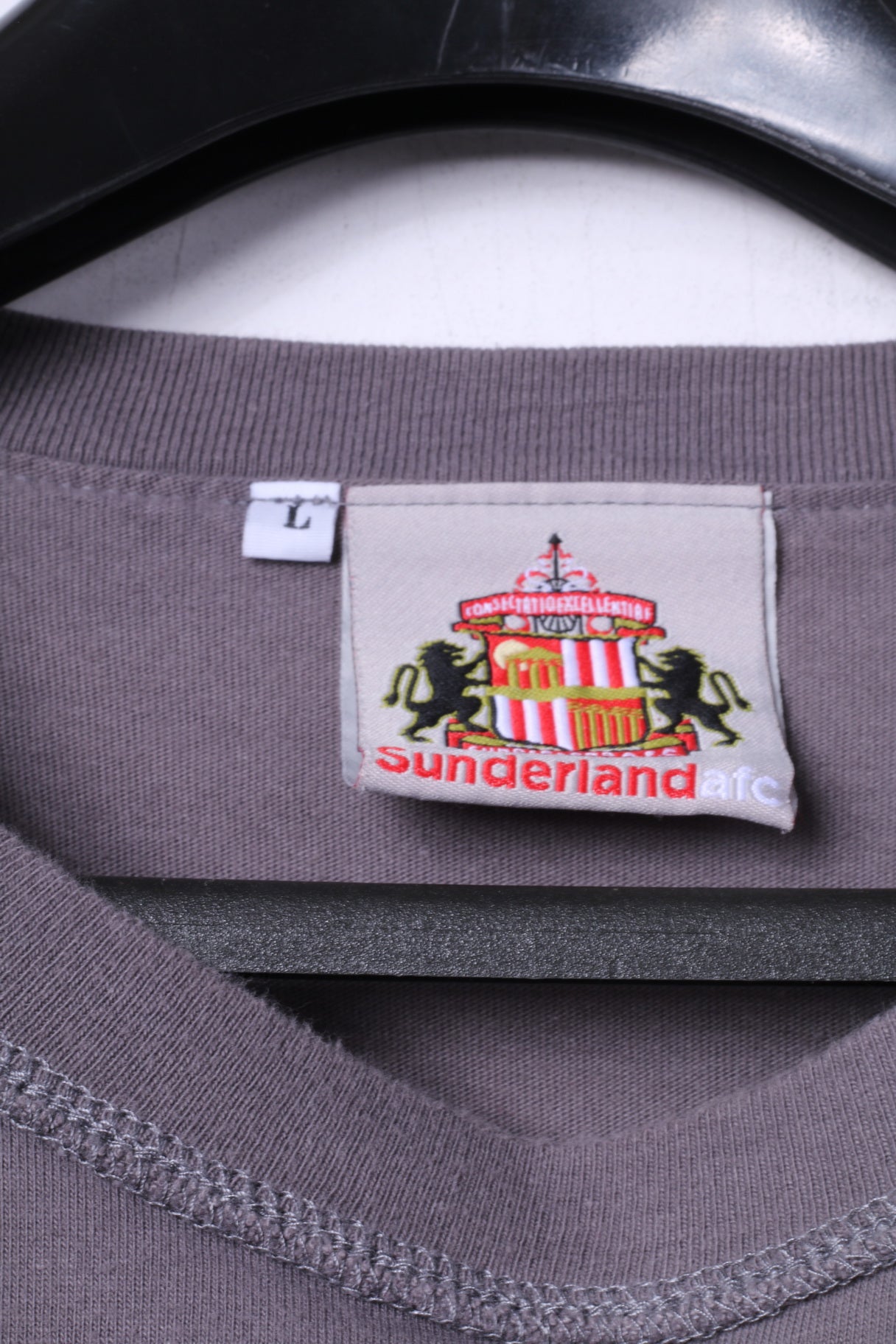 Sunderland AFC T-Shirt L pour hommes, haut en coton gris avec Logo du Club de Football