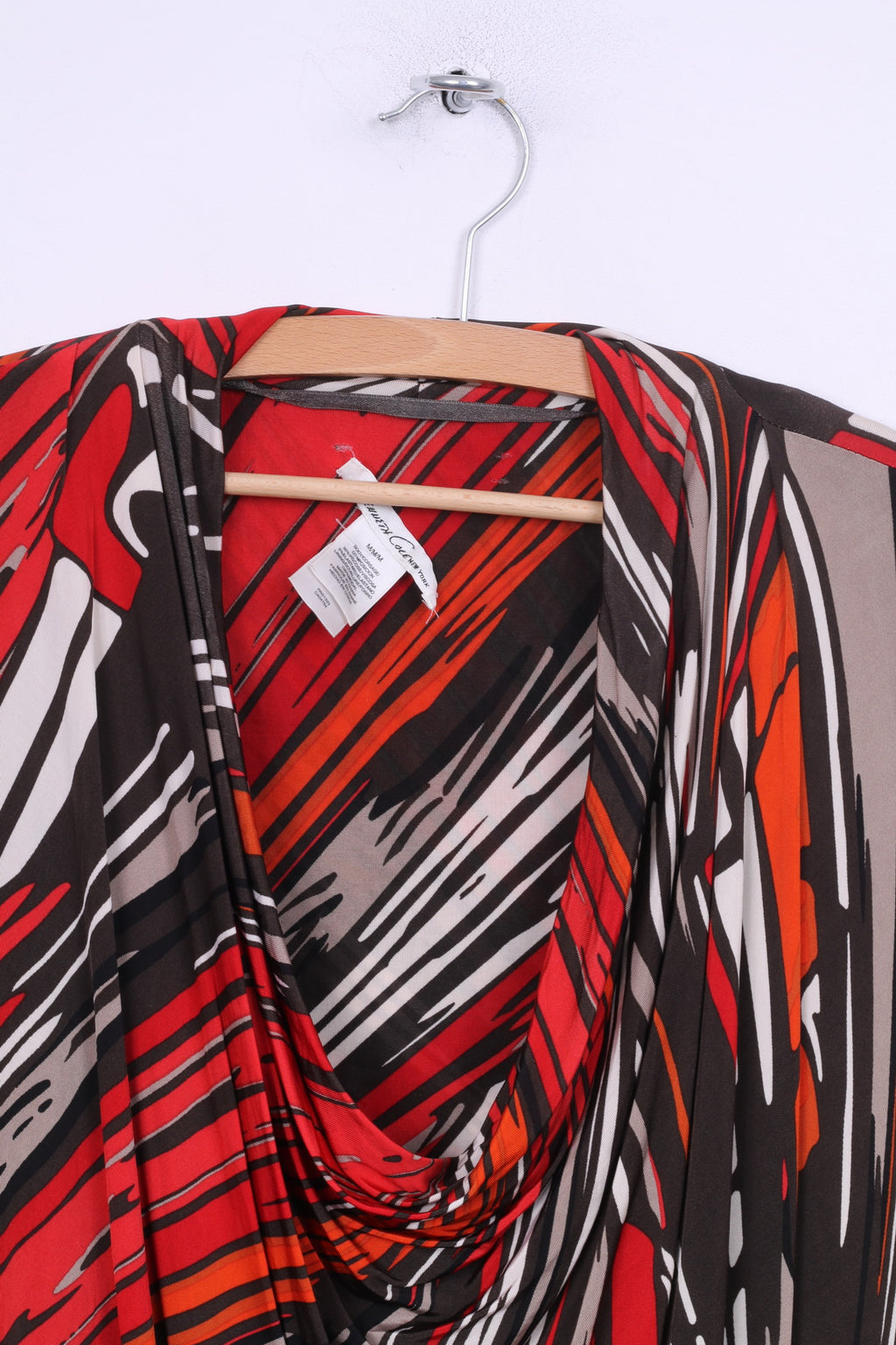 Kenneth Cole Womens M Dress Red Brown printed Fitted Stretch