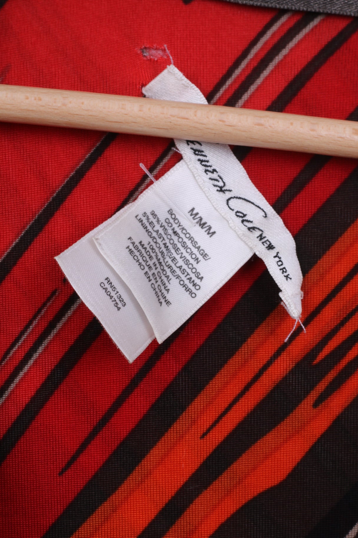 Kenneth Cole Abito M da donna Rosso Marrone stampato aderente elasticizzato