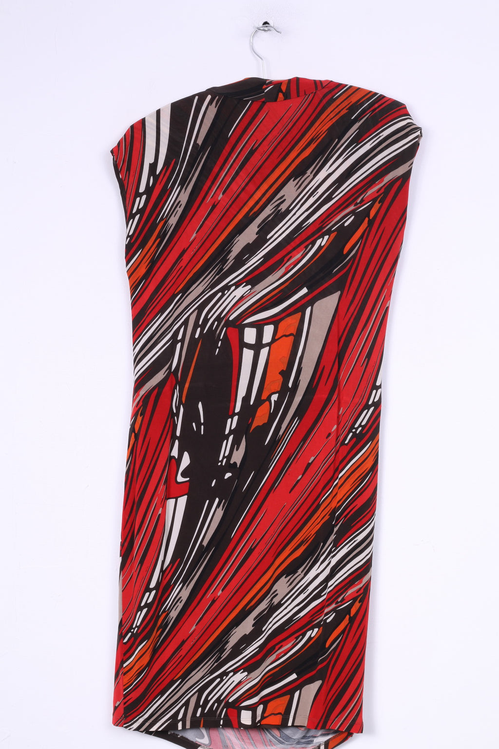 Kenneth Cole Womens M Dress Red Brown printed Fitted Stretch