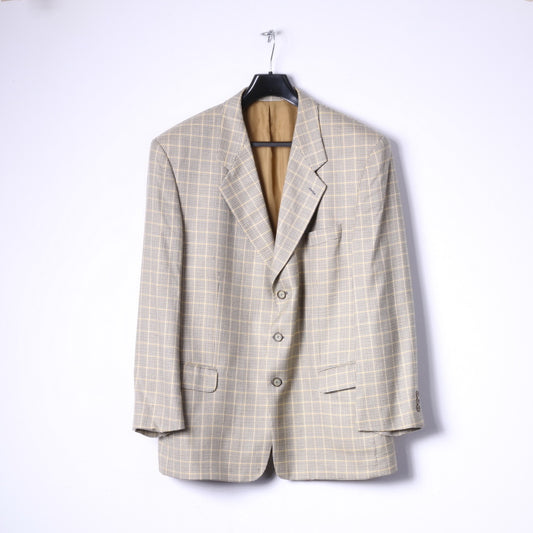 WOHRL Mens 27 XL Blazer Mustard Houndstooth Wool Silk Blend Economy Class Jacket