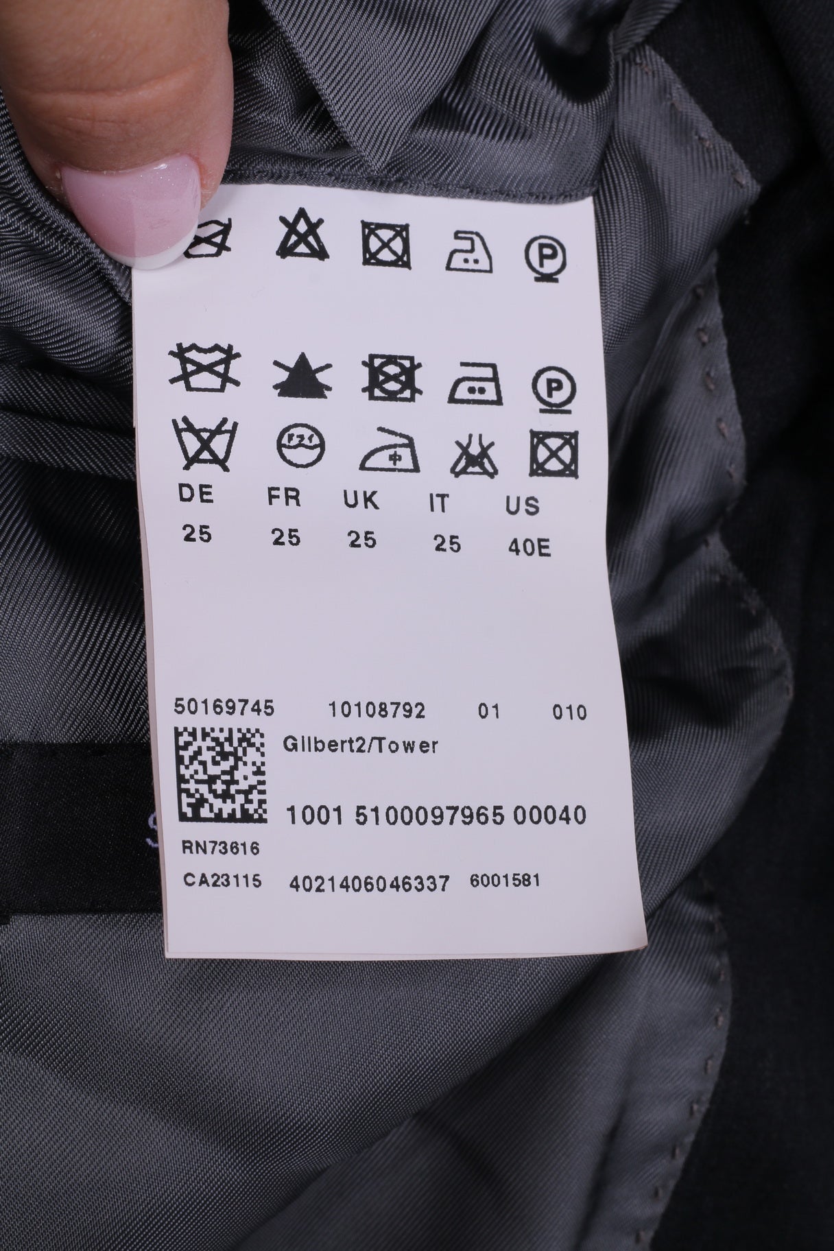 Hugo Boss Men 25 40 Blazer Charcoal Single Breasted Gilbert2/Tower Wool Jacket