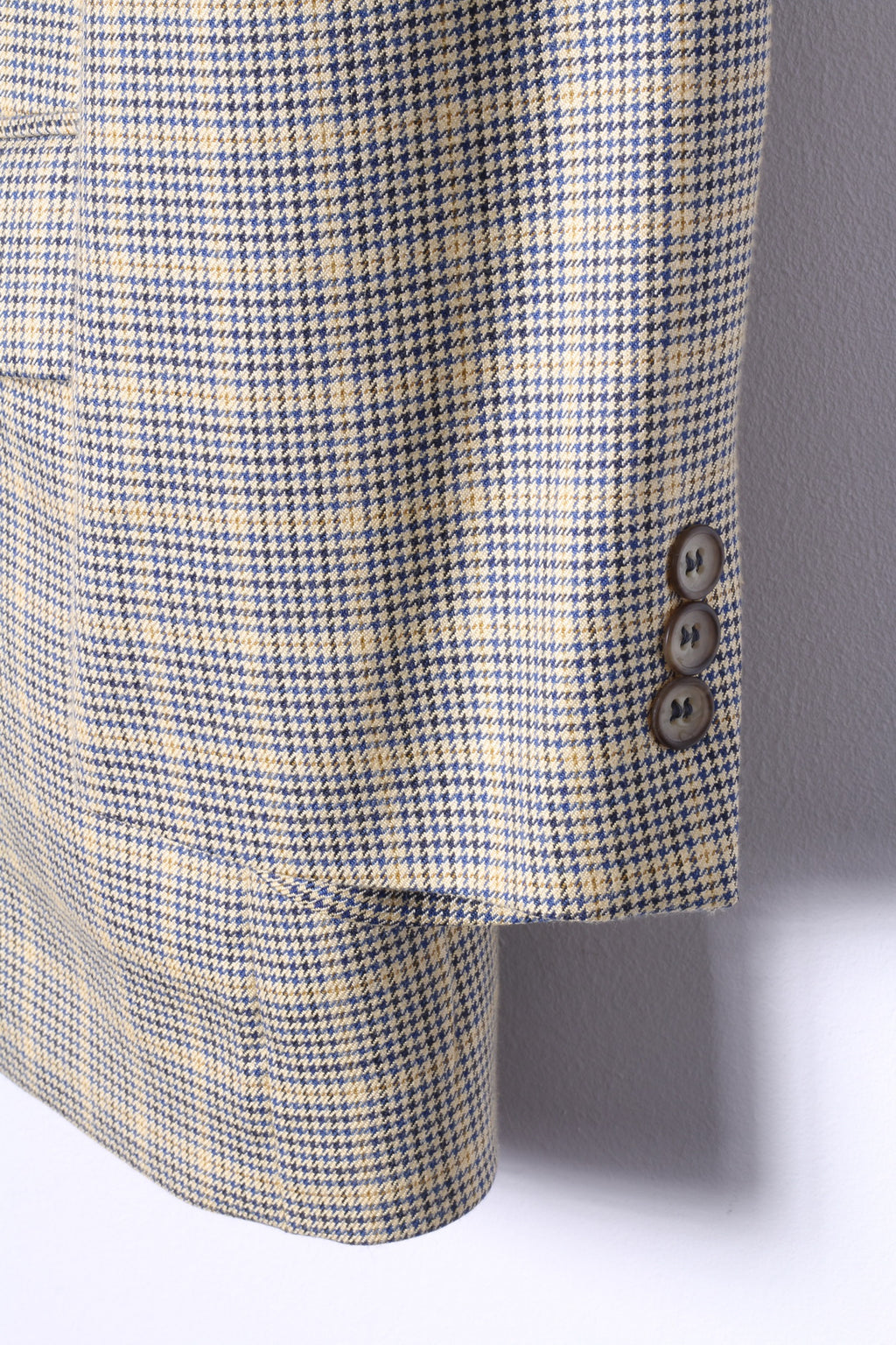 WOHRL Mens 27 XL Blazer Mustard Houndstooth Wool Silk Blend Economy Class Jacket