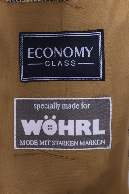 WOHRL Hommes 27 XL Blazer Moutarde Pied-de-Poule Laine Mélange de Soie Veste de Classe Économique