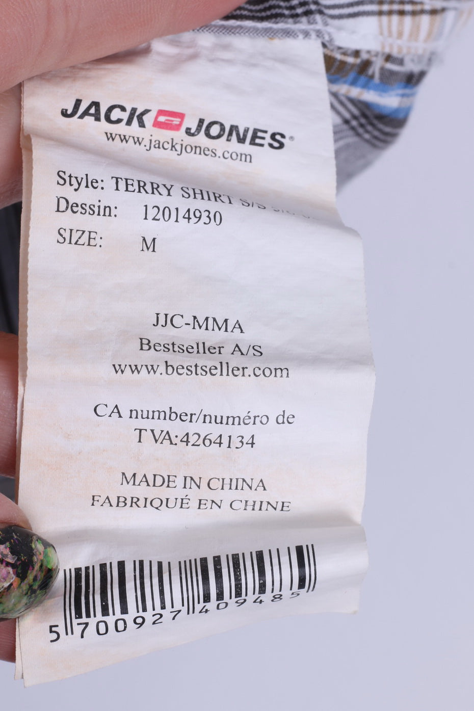 Jack &amp; Jones Chemise Casual M (S) Homme Coton Marron Damier Terry Style