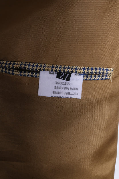 WOHRL Mens 27 XL Blazer Mustard Houndstooth Wool Silk Blend Economy Class Jacket