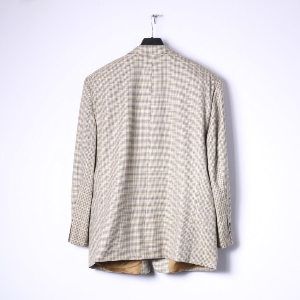 WOHRL Mens 27 XL Blazer Mustard Houndstooth Wool Silk Blend Economy Class Jacket