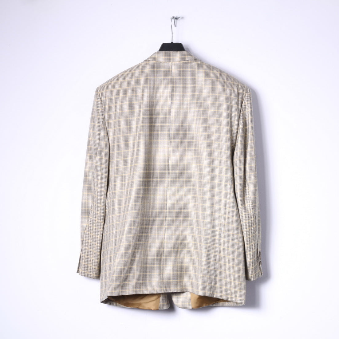 WOHRL Mens 27 XL Blazer Mustard Houndstooth Wool Silk Blend Economy Class Jacket