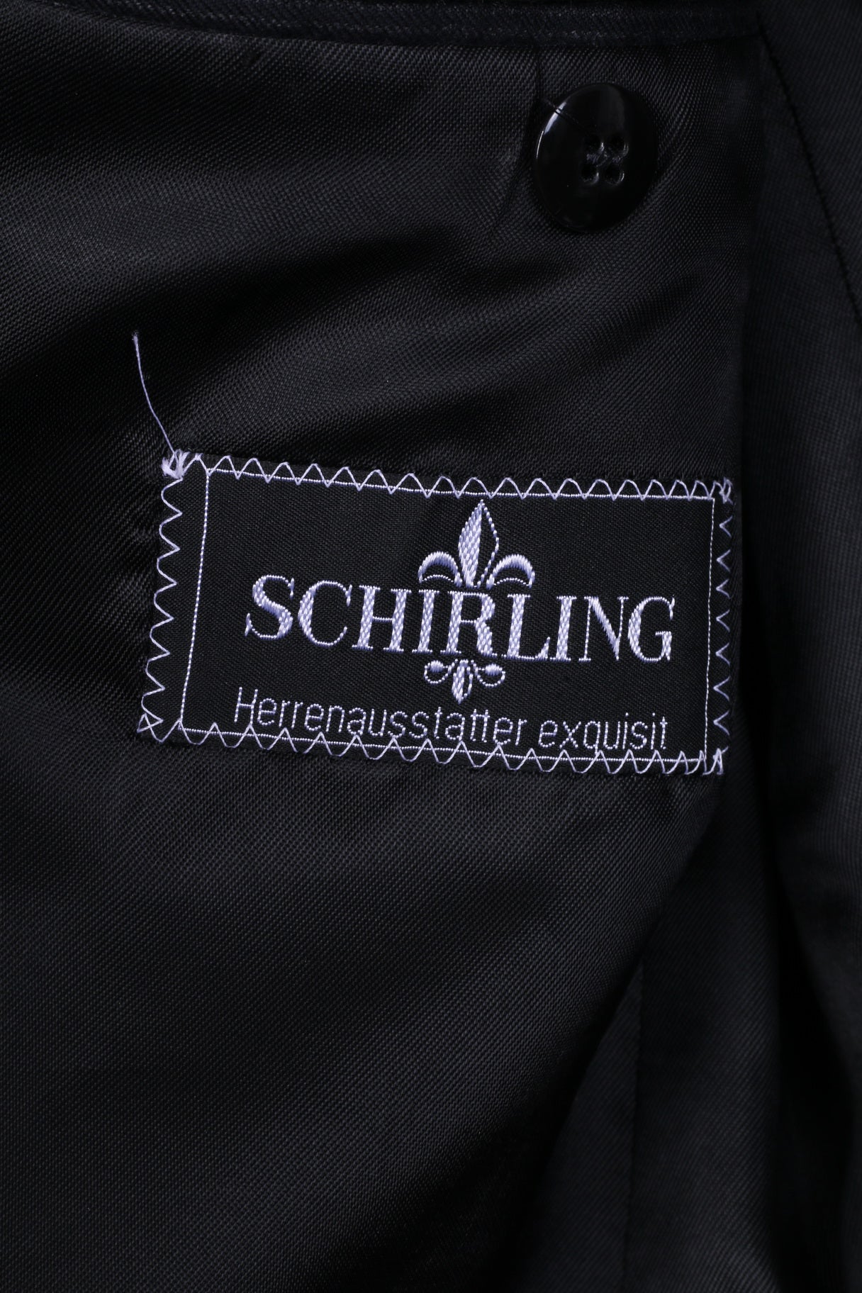 Schirling Men 48 38 Suit Black 100% Wool Vintage Blazer Trousers Striped