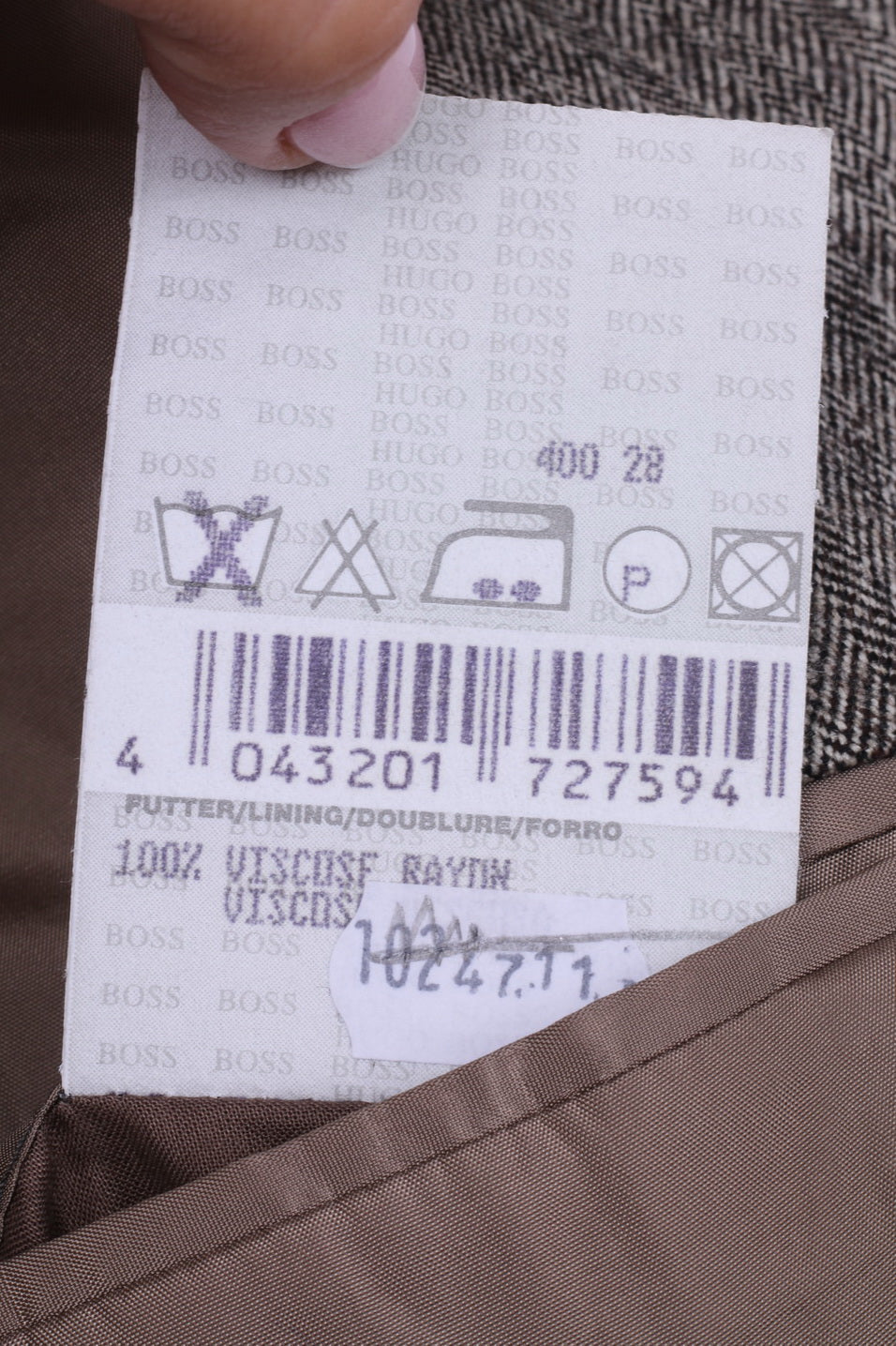Hugo Boss Hommes 102 40 Costume Vintage Marron Laine à Chevrons Einstein/Sigma