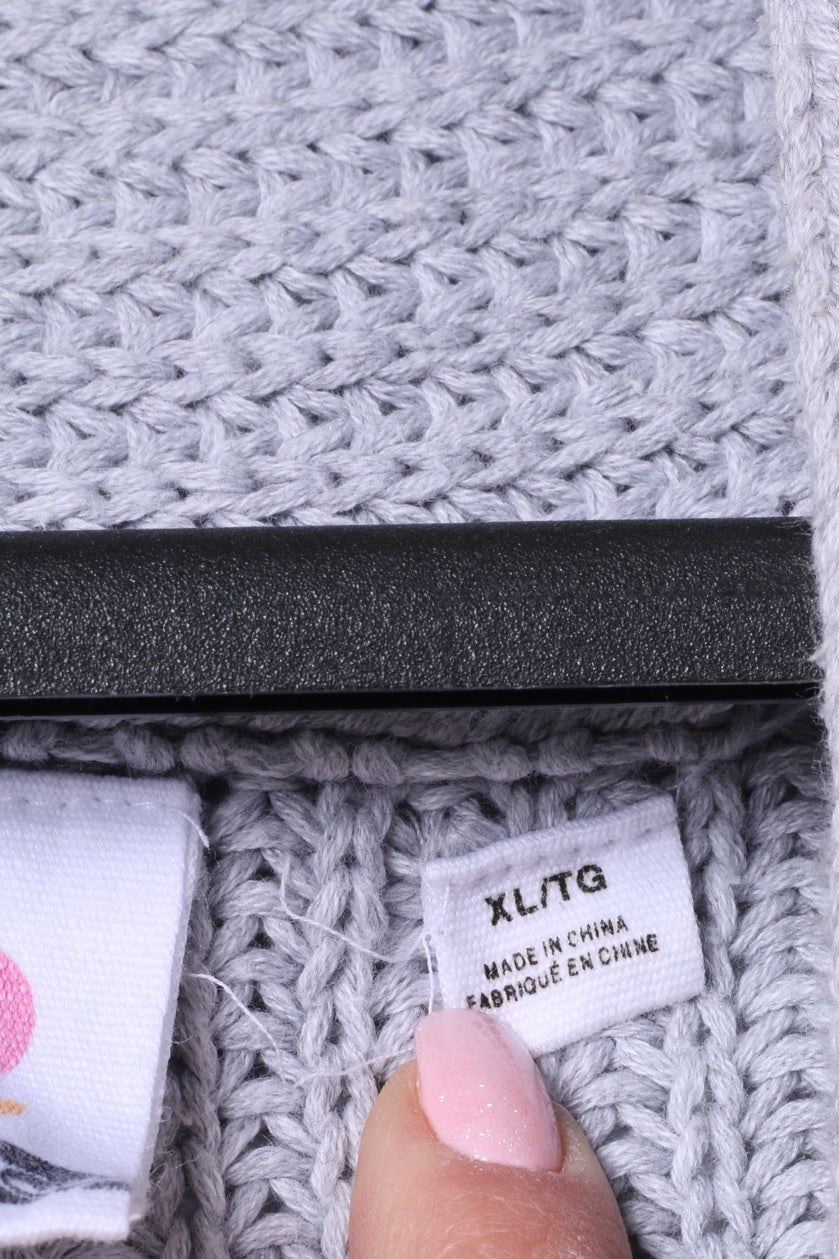 ROXY Femme XL Pull Gris Coton Deux Boutons Cardigan Manches Courtes Haut