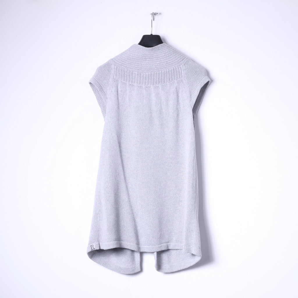 ROXY Femme XL Pull Gris Coton Deux Boutons Cardigan Manches Courtes Haut