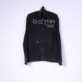 G-Star Raw Denim Mens L Sweatshirt Black Full Zipper Cotton Black Big Logo Top Jumper