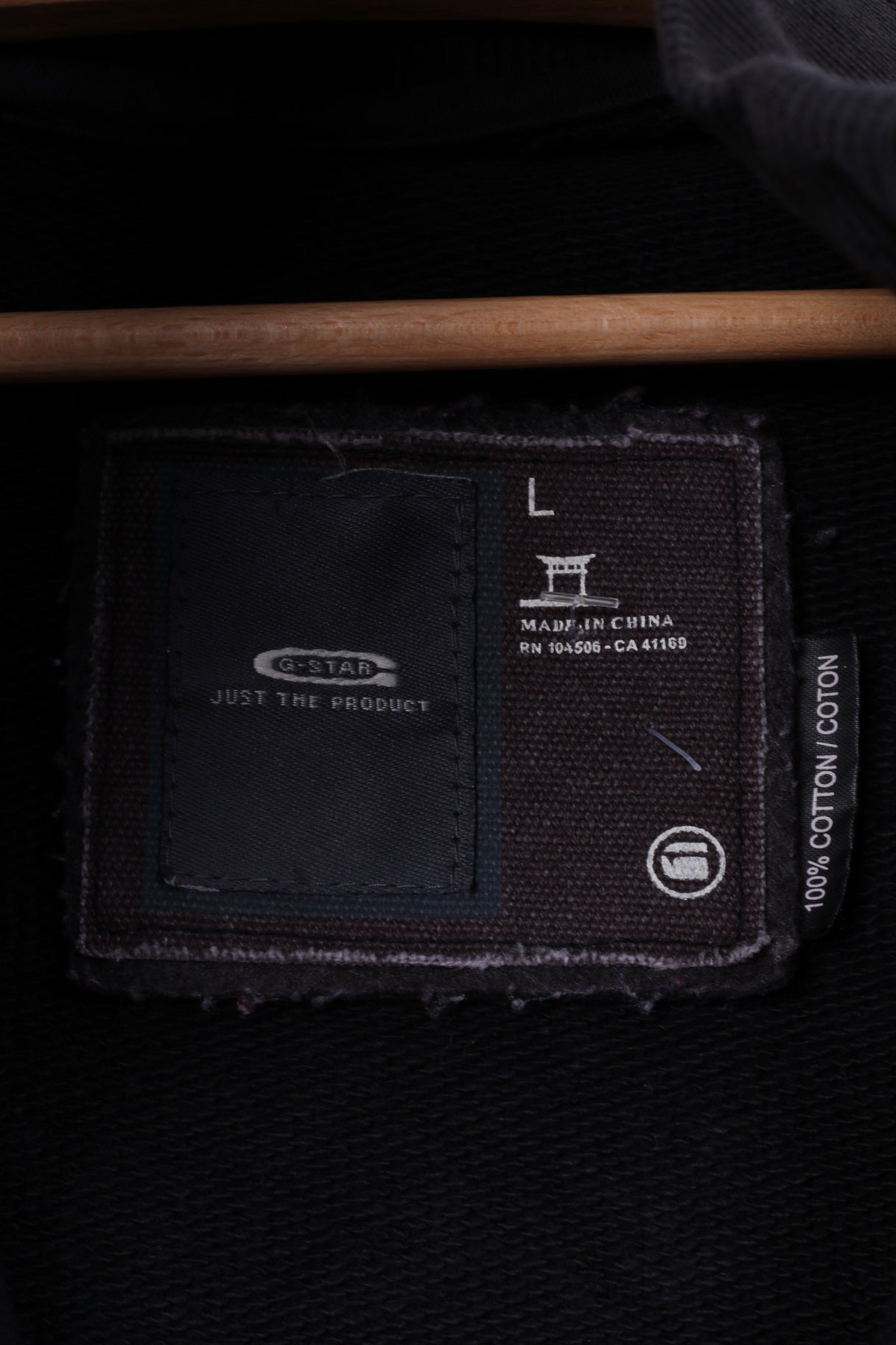 G-Star Raw Denim Sweat-shirt L pour homme en coton noir avec fermeture éclair complète et grand logo noir