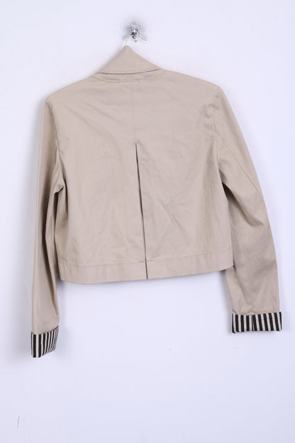 MISS SIXTY Womens M Crop Blazer Elegance Cotton Jacket Bolero Beige