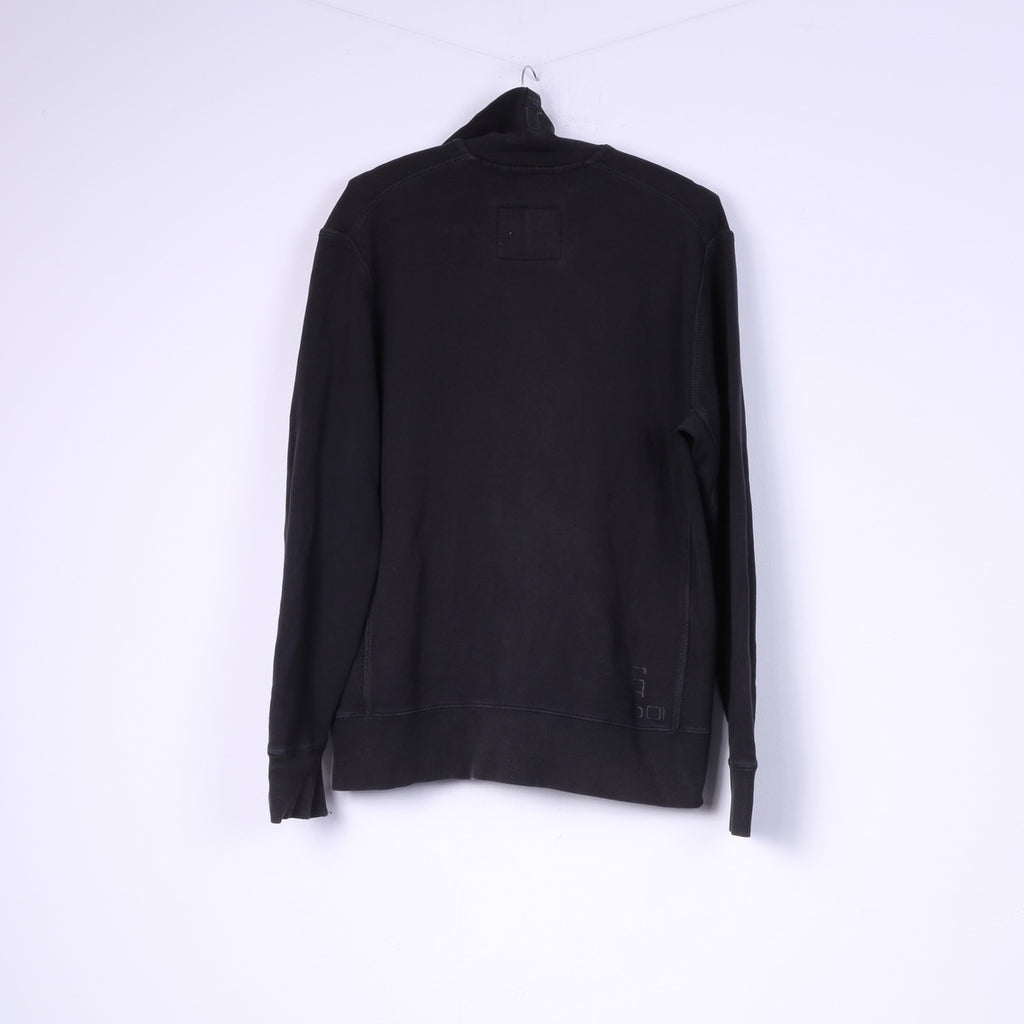 G-Star Raw Denim Sweat-shirt L pour homme en coton noir avec fermeture éclair complète et grand logo noir